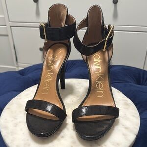 Calvin Klein Black Stiletto Platform Heels VIVIAN